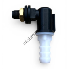 Конектор за Водосъдържател Г-образен къс с Гайка и уплътнение за Маркуч Ø 9 мм.